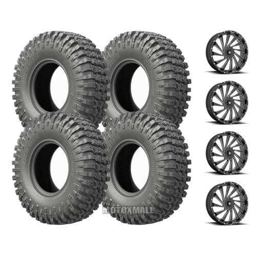 EFX MotoCrusher 40x10-18 on 4/110 MSA M46 Blade Black +0mm