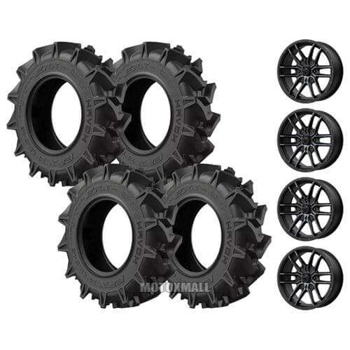EFX MotoHavok 34x8.5-18 on 4/137 MSA M43 Fang Black Titanium +10mm