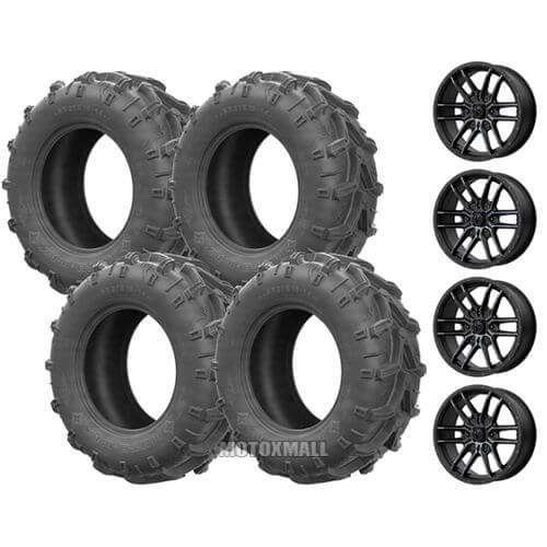 EFX MotoMax 27x10-14 / 27x12-14 on 4/156 MSA M43 Fang Black Titanium +10mm