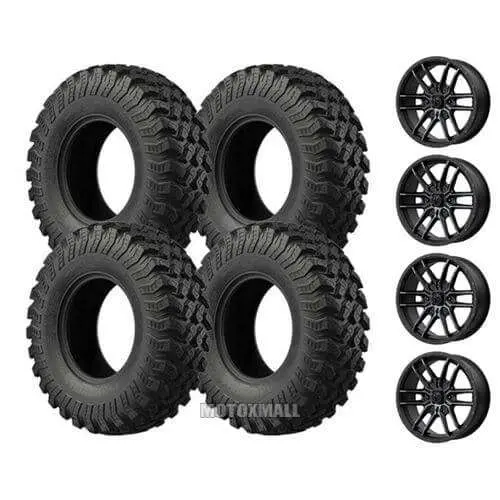 EFX MotoRally 28x10-15 on 4/156 MSA M43 Fang Black Titanium +10mm