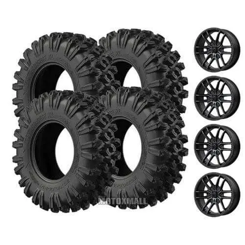 EFX MotoRavage 30x10-15 on 4/156 MSA M43 Fang Black Titanium +10mm