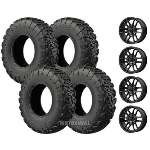 EFX MotoVator 28x9.5-14 on 4/156 MSA M43 Fang Black Titanium +10mm
