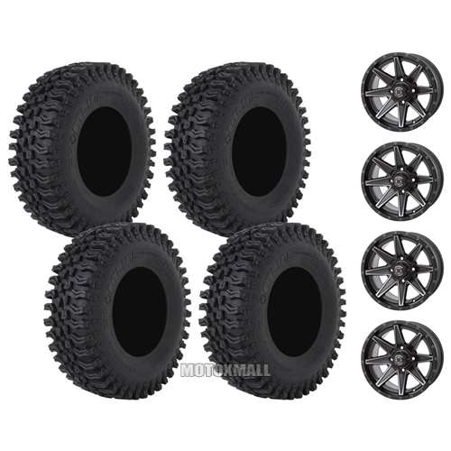 Frontline BDC 32x10-14 on 4/110 Frontline 308 Matte Black 5+2