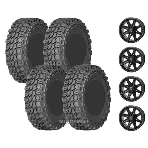Gladiator XComp ATR 32x10-14 on 4/110 Frontline 308 Gloss Black 5+2