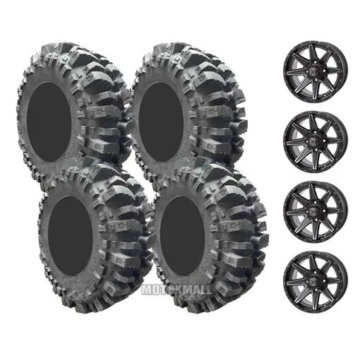 Interco Bogger 28x10-14 on 4/110 Frontline 308 Matte Black 5+2