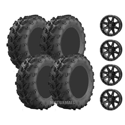 Interco Swamp Lite 28x9-14 / 28x11-14 on 4/110 Frontline 308 Gloss Black 5+2