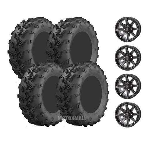 Interco Swamp Lite 27x9-14 on 4/137 Frontline 308 Matte Black 5+2