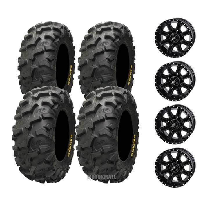 ITP Blackwater Evolution 28x10-12 on 4/156 Tusk Cascade Matte Black 4+3