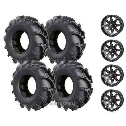 ITP Mega Mayhem 27x9-14 / 27x11-14 on 4/156 Frontline 308 Matte Black 4+3