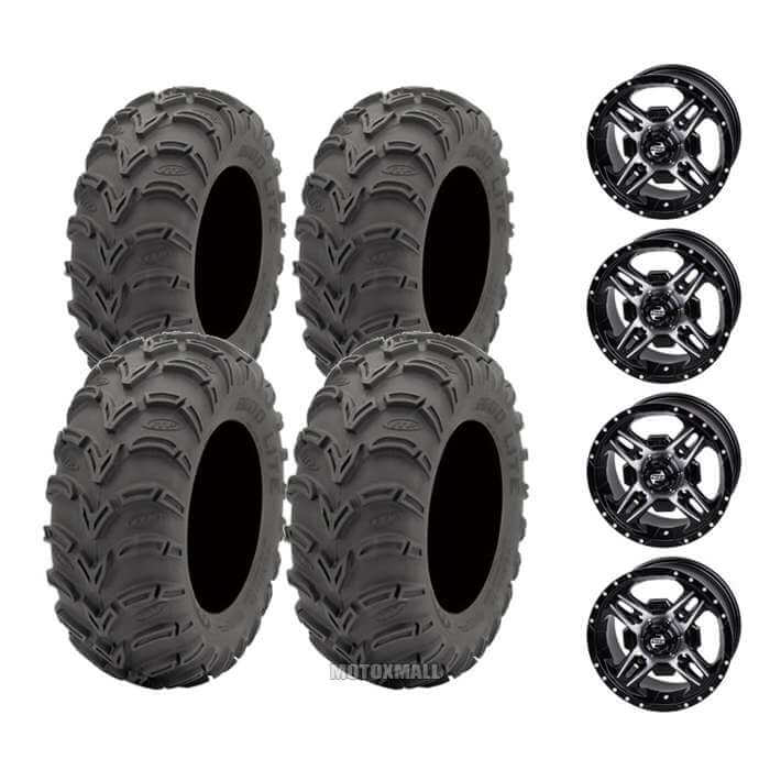 ITP Mud Lite AT 24x8-12 on 4/137 Tusk Beartooth Machined/Black 5+2