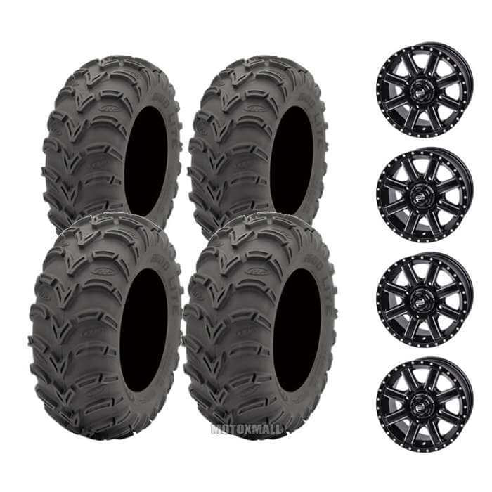 ITP Mud Lite AT 24x8-12 on 4/110 Tusk Cascade Machined/Black 5+2