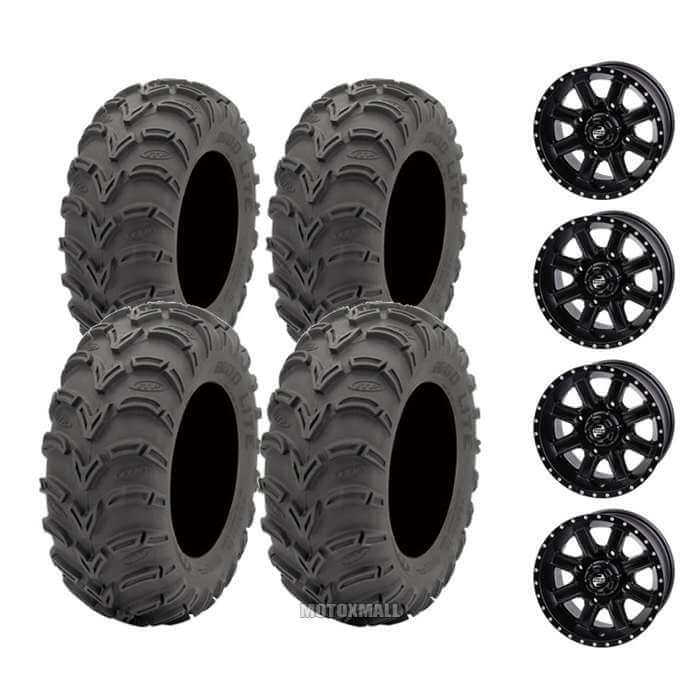 ITP Mud Lite AT 24x8-12 on 4/110 Tusk Cascade Matte Black 5+2