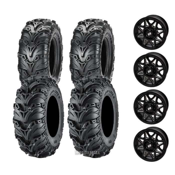 ITP Mud Lite II 27x9-14 / 27x11-14 on 4/110 Tusk Tintic Milled/Black 5+2