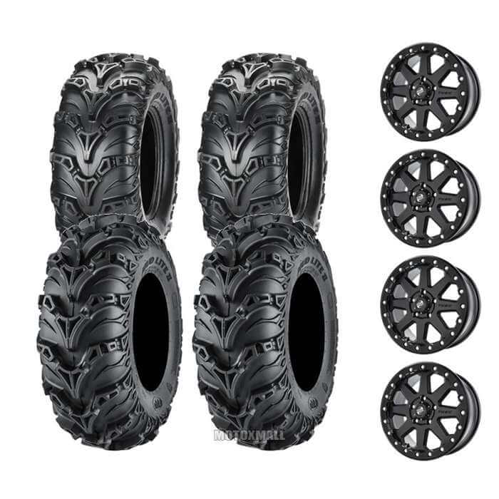 ITP Mud Lite II 28x9-14 / 28x11-14 on 4/137 Tusk Uinta Beadlock Matte Black 5+2