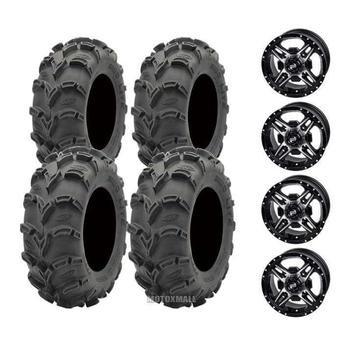 ITP Mud Lite XL 28x10-12 on 4/137 Tusk Beartooth Machined/Black 5+2