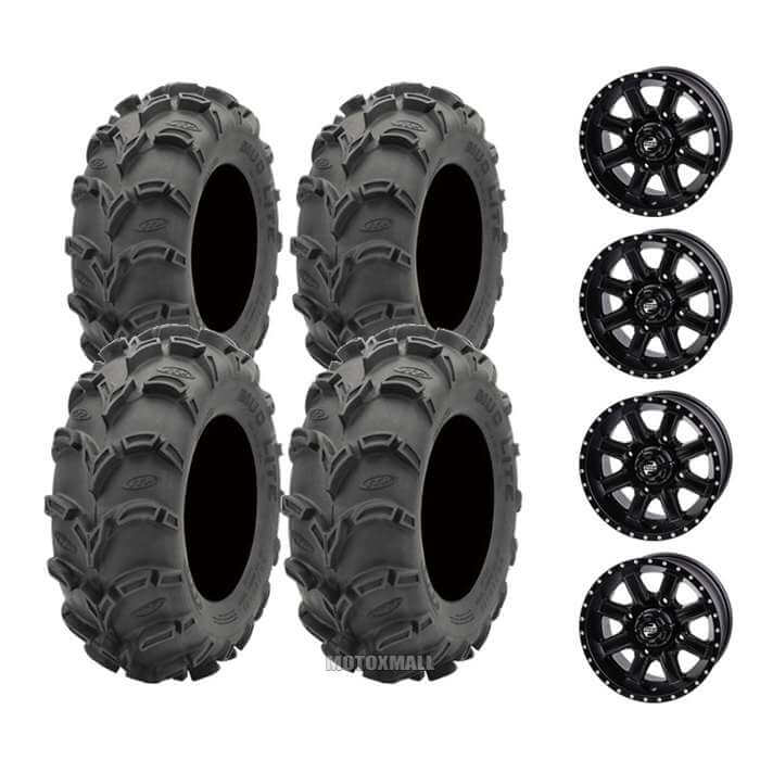 ITP Mud Lite XL 28x10-12 on 4/110 Tusk Cascade Matte Black 5+2