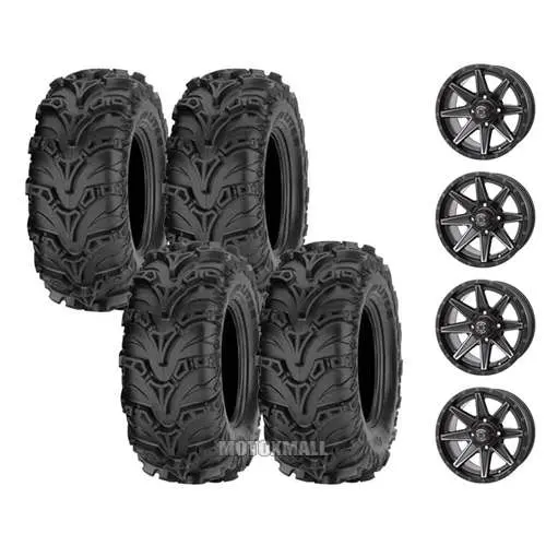 ITP Mud Lite II 27x9-14 on 4/110 Frontline 308 Matte Black 5+2