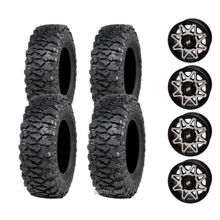 ITP Savage XT 30x10-15 on 4/110 Tusk Tintic Machined/Black 5+2