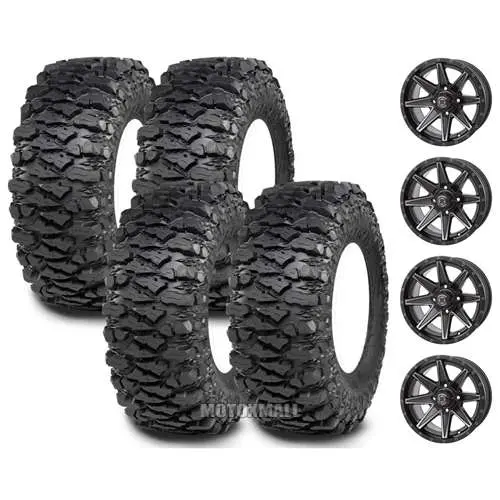 ITP Savage XT RG2 28x10-14 on 4/110 Frontline 308 Matte Black 5+2
