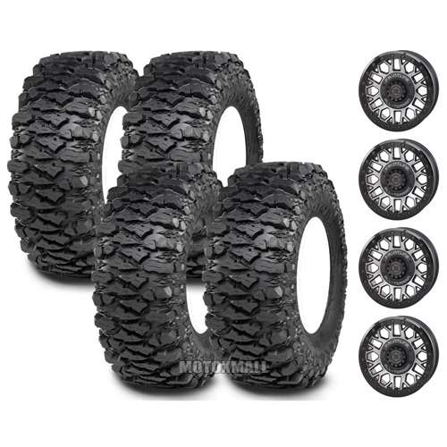 ITP Savage XT HARC 35x10-15 on 4/137 - 4/156 Frontline 454 Brushed Grey 4+3