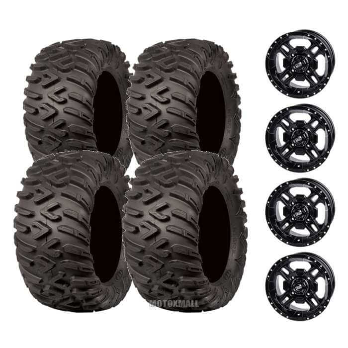 ITP TerraCross R/T 25x8-12 / 25x10-12 on 4/110 Tusk Beartooth Matte Black 5+2